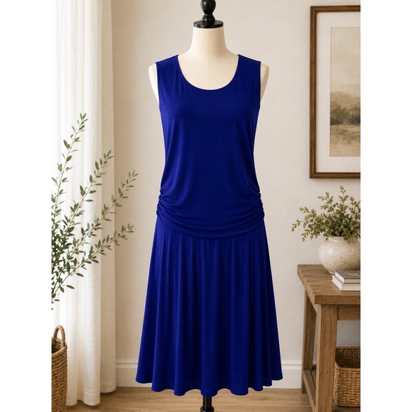 Jessica Howard Dresses & Skirts - Jessica Howard Royal Blue Ruched V-Neck Cocktail Dress Plus Size 18W